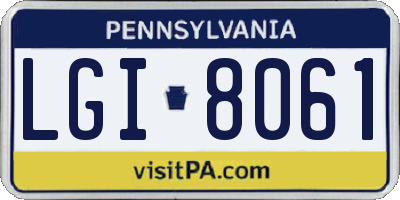 PA license plate LGI8061