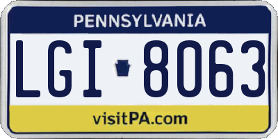 PA license plate LGI8063