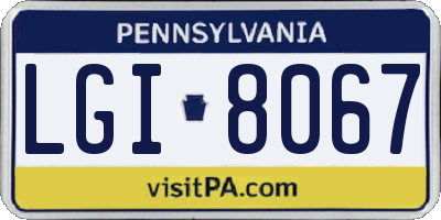 PA license plate LGI8067