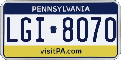 PA license plate LGI8070