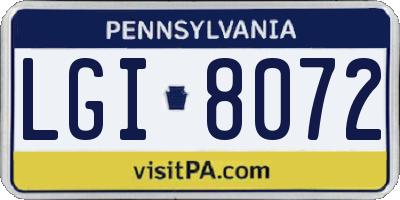 PA license plate LGI8072