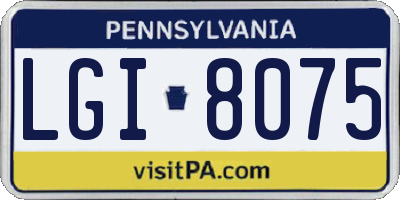 PA license plate LGI8075