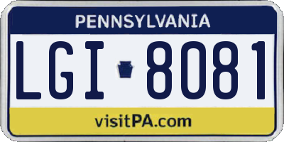 PA license plate LGI8081