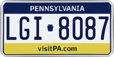 PA license plate LGI8087