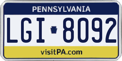 PA license plate LGI8092