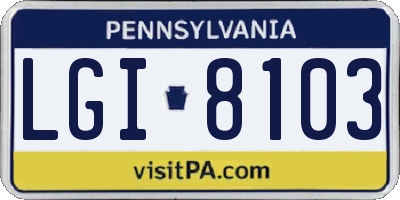 PA license plate LGI8103