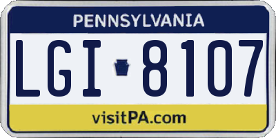 PA license plate LGI8107