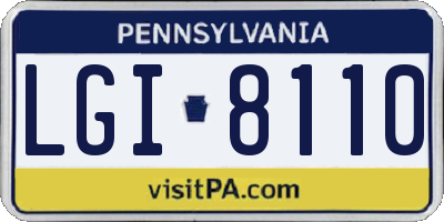 PA license plate LGI8110