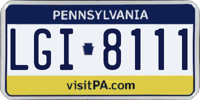 PA license plate LGI8111