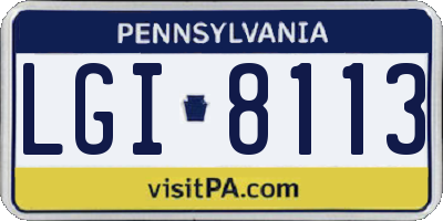PA license plate LGI8113