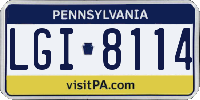 PA license plate LGI8114