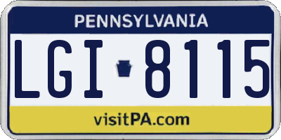 PA license plate LGI8115