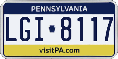 PA license plate LGI8117