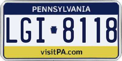 PA license plate LGI8118