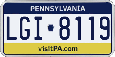 PA license plate LGI8119