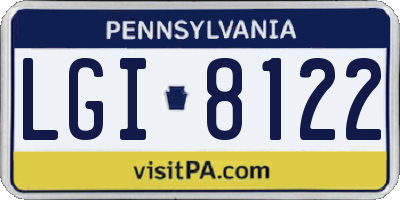 PA license plate LGI8122