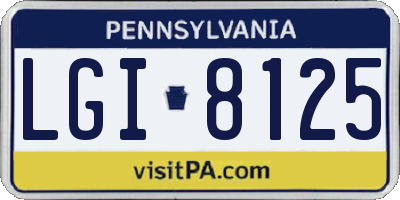 PA license plate LGI8125