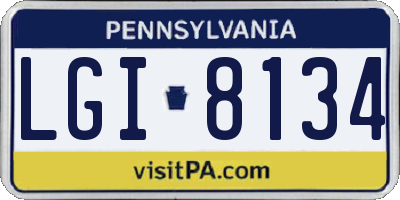 PA license plate LGI8134