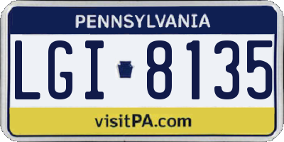 PA license plate LGI8135