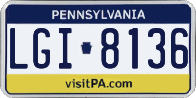 PA license plate LGI8136