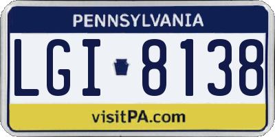 PA license plate LGI8138