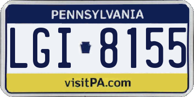 PA license plate LGI8155