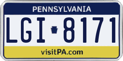 PA license plate LGI8171