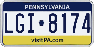 PA license plate LGI8174