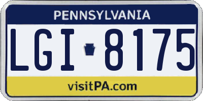 PA license plate LGI8175