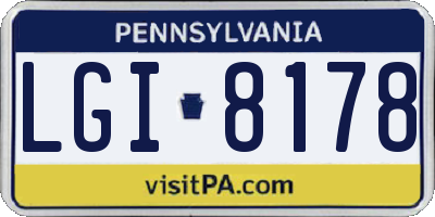PA license plate LGI8178