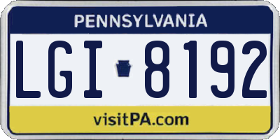 PA license plate LGI8192