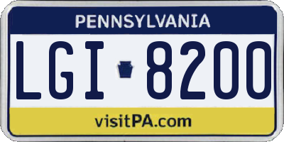 PA license plate LGI8200