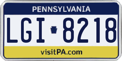 PA license plate LGI8218