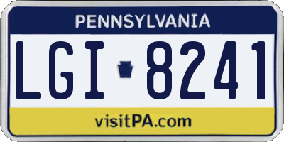 PA license plate LGI8241