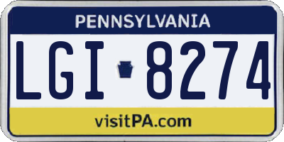PA license plate LGI8274