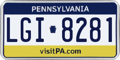 PA license plate LGI8281