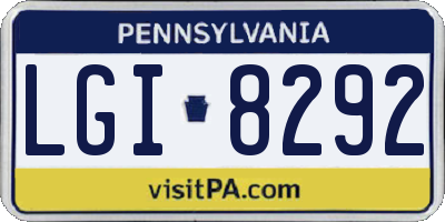 PA license plate LGI8292