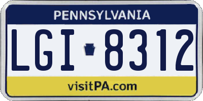 PA license plate LGI8312