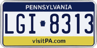 PA license plate LGI8313