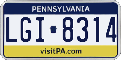 PA license plate LGI8314