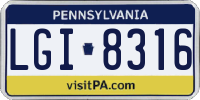 PA license plate LGI8316