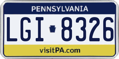 PA license plate LGI8326