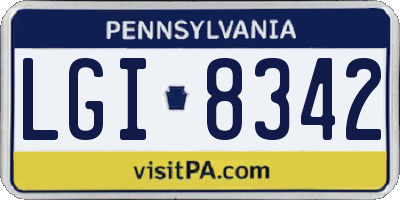 PA license plate LGI8342