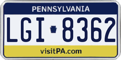 PA license plate LGI8362