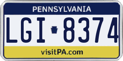 PA license plate LGI8374