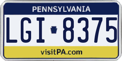 PA license plate LGI8375