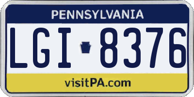 PA license plate LGI8376