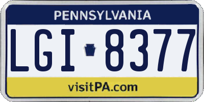 PA license plate LGI8377