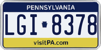 PA license plate LGI8378