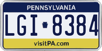 PA license plate LGI8384